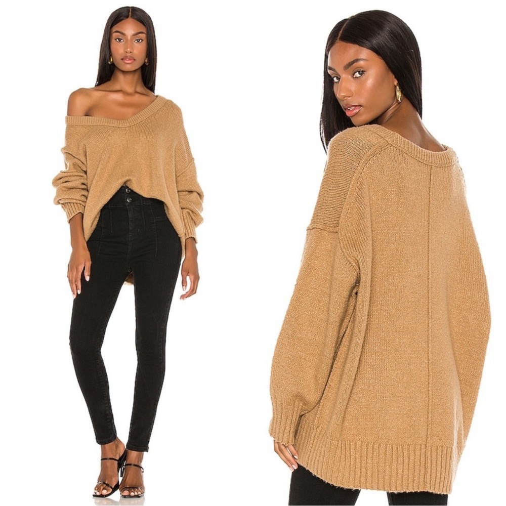 Free People Brookside Tunic Tan Sweater